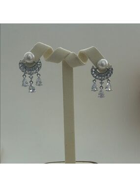 Elegant Silver Earrings and Pearl Earrings|Sterling silver posts